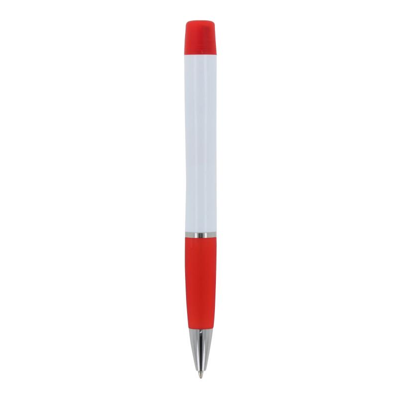 5x Kugelschreiber mit Gravur / mit dreifarbigen Textmarker / Farbe: weiß-rot