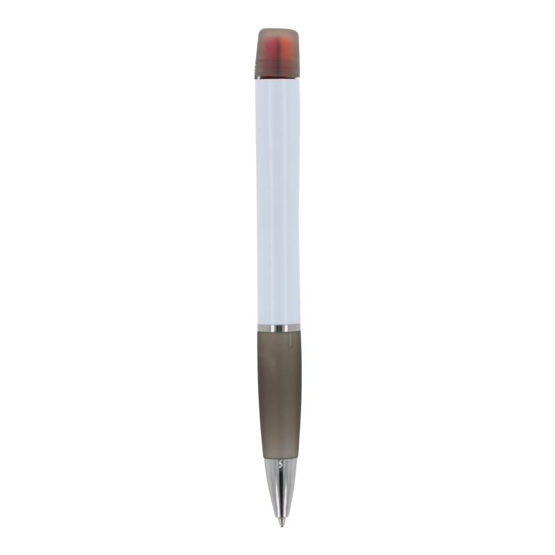5x Kugelschreiber mit Gravur / mit dreifarbigen Textmarker / Farbe: weiß-schwarz