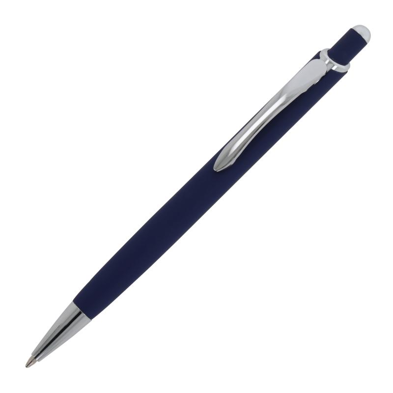 5x Kugelschreiber mit Namensgravur / aus Metall / mit Soft Touch / dunkelblau