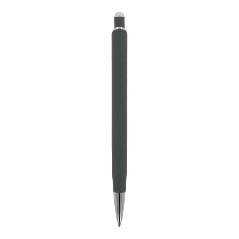 5x Kugelschreiber mit Namensgravur - aus Metall - mit Soft Touch - Farbe: grau