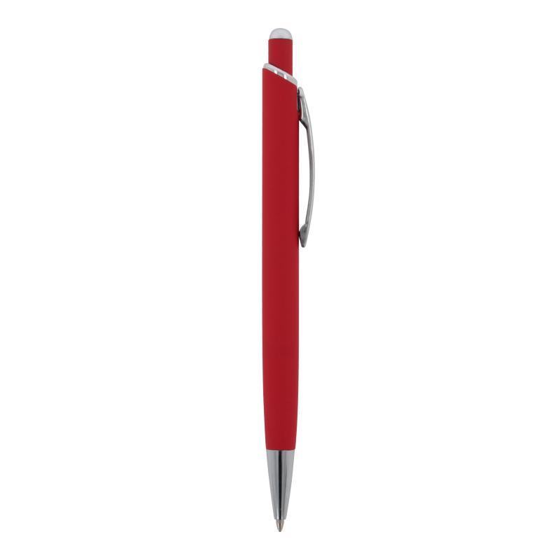 5x Kugelschreiber mit Namensgravur - aus Metall - mit Soft Touch - Farbe: rot