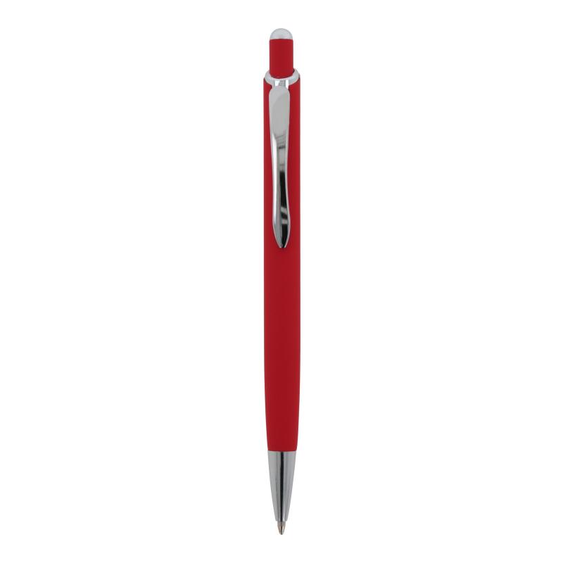 5x Kugelschreiber mit Namensgravur - aus Metall - mit Soft Touch - Farbe: rot