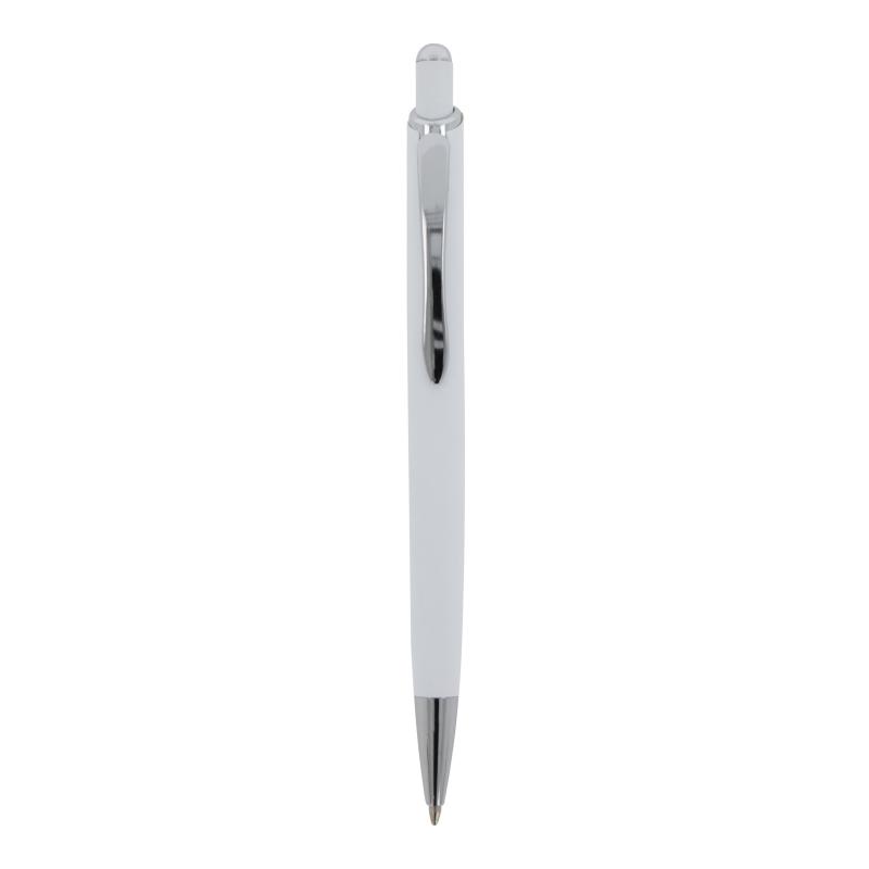 5x Kugelschreiber mit Namensgravur - aus Metall - mit Soft Touch - Farbe: weiß