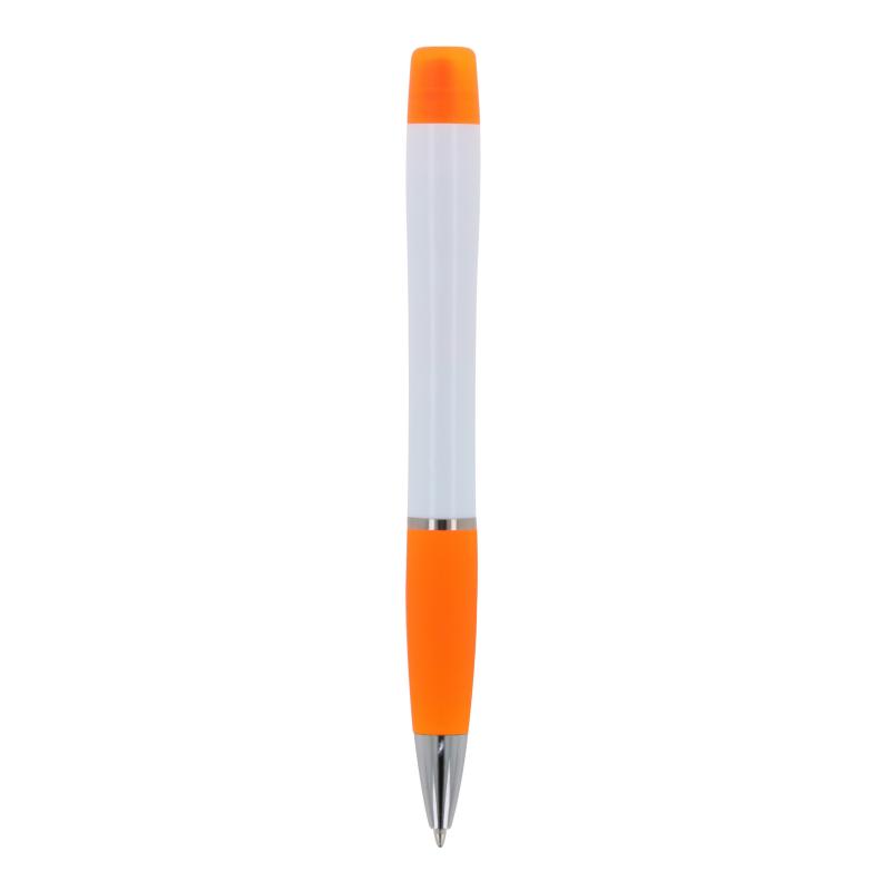 5x Kugelschreiber mit Namensgravur/ mit dreifarbigen Textmarker / weiß-orange