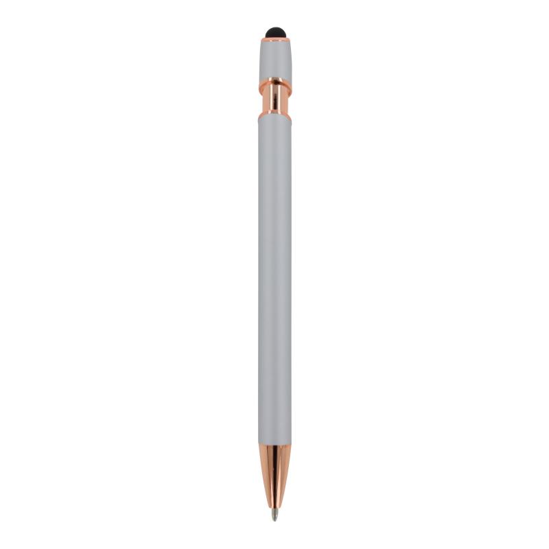 5x Touchpen Kugelschreiber "Roségold" mit Gravur / aus Metall / Farbe: silber