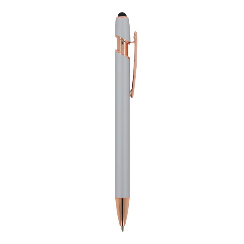 5x Touchpen Kugelschreiber "Roségold" mit Gravur / aus Metall / Farbe: silber
