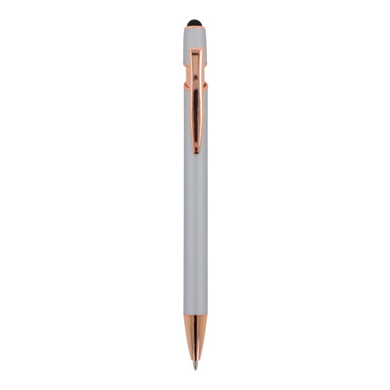 5x Touchpen Kugelschreiber "Roségold" mit Gravur / aus Metall / Farbe: silber