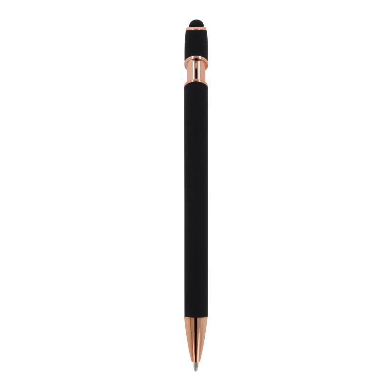 5x Touchpen Kugelschreiber "Roségold" mit Namensgravur - aus Metall - schwarz