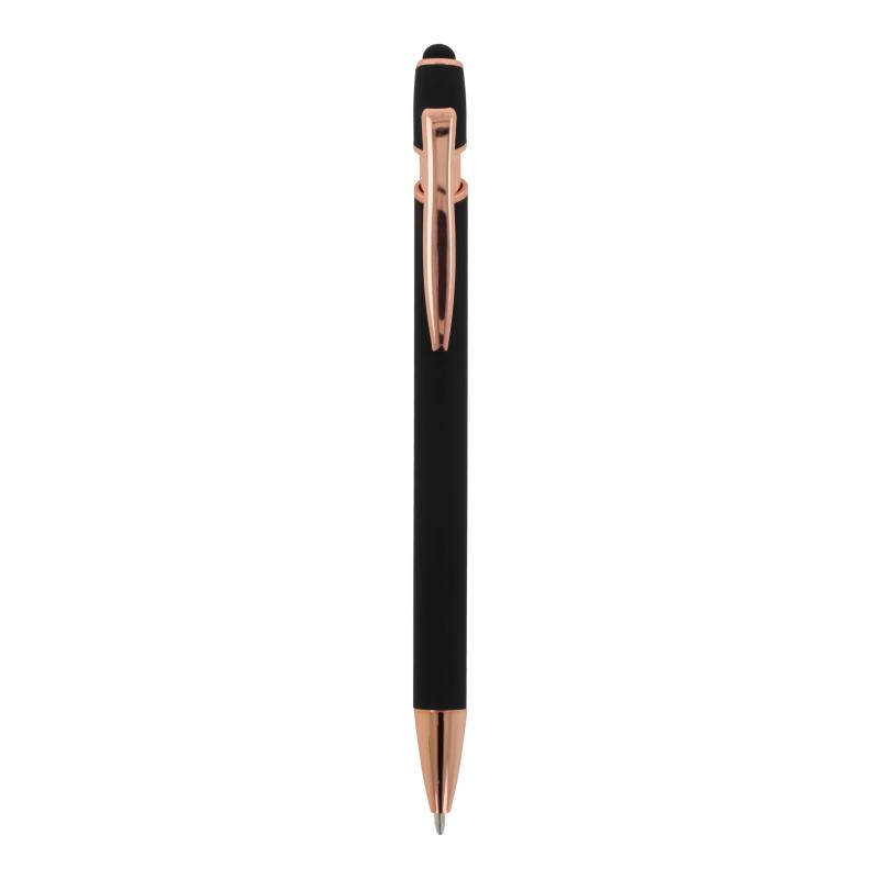 5x Touchpen Kugelschreiber "Roségold" mit Namensgravur - aus Metall - schwarz