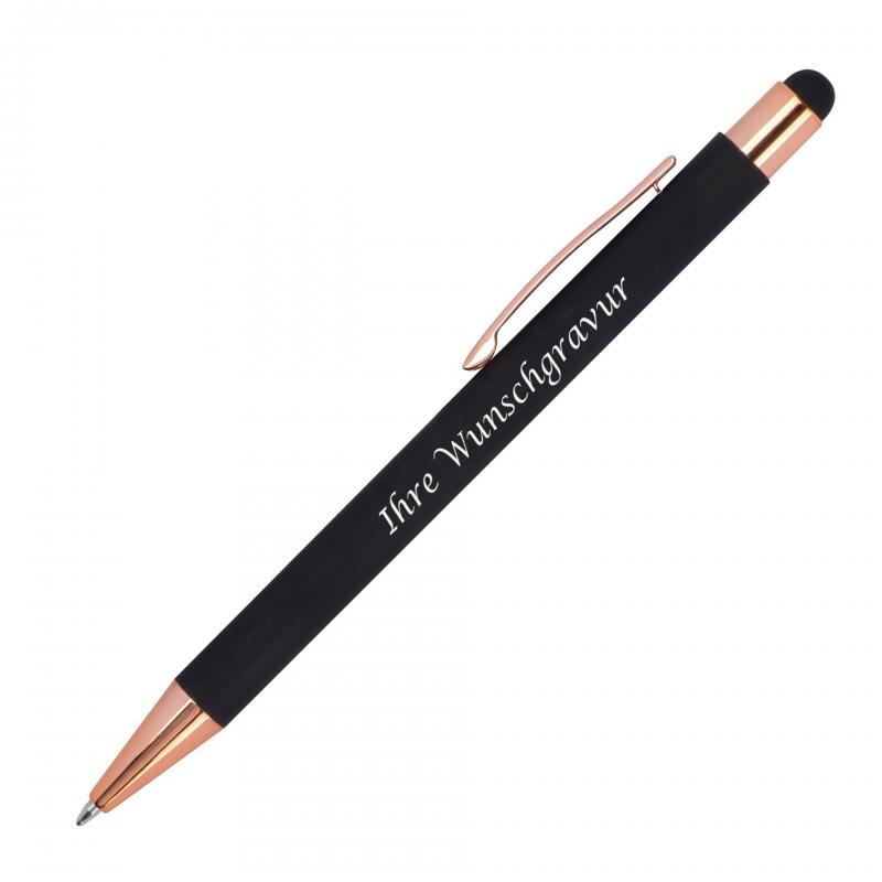 5x Touchpen Kugelschreiber "Rosegold" mit Gravur / aus Metall / 5 Farben