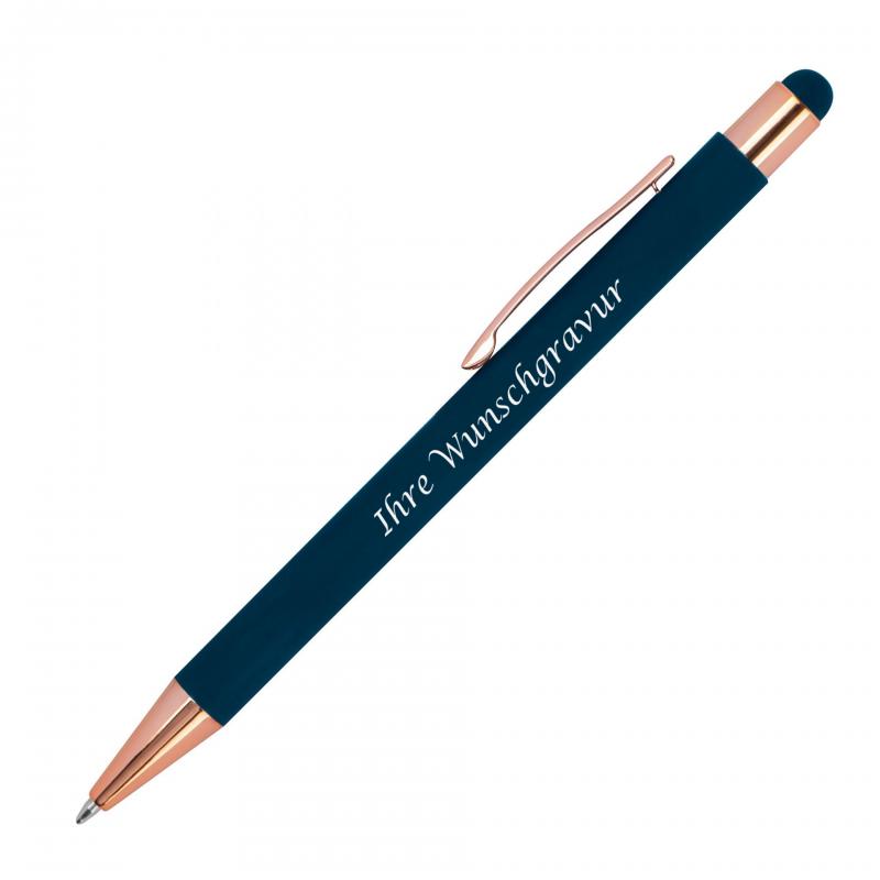 5x Touchpen Kugelschreiber "Rosegold" mit Gravur / aus Metall / 5 Farben