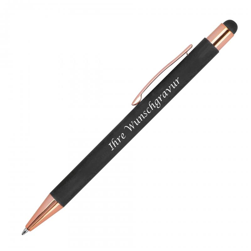 5x Touchpen Kugelschreiber "Rosegold" mit Gravur / aus Metall / 5 Farben