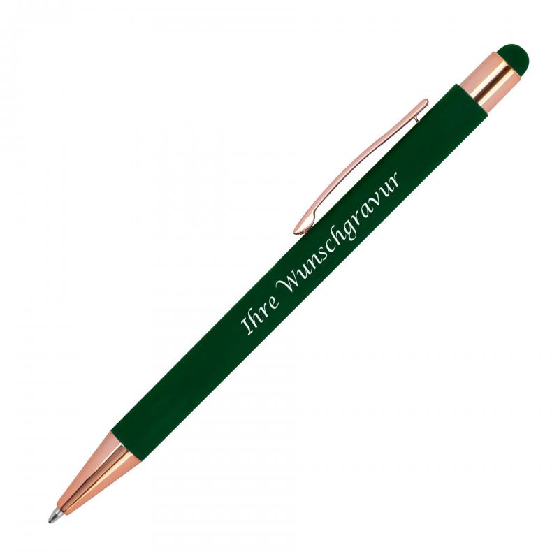 5x Touchpen Kugelschreiber "Rosegold" mit Gravur / aus Metall / 5 Farben