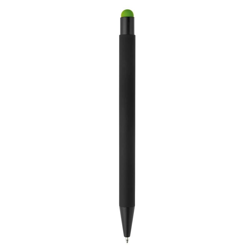 5x Touchpen Kugelschreiber mit Namensgravur - aus Metall - Stylusfarbe: hellgrün