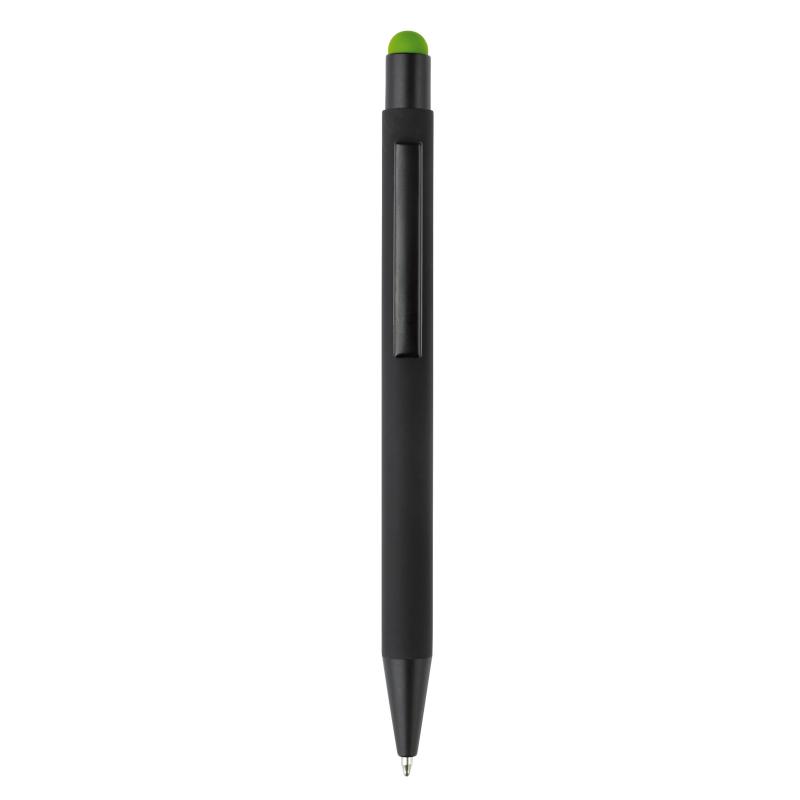 5x Touchpen Kugelschreiber mit Namensgravur - aus Metall - Stylusfarbe: hellgrün