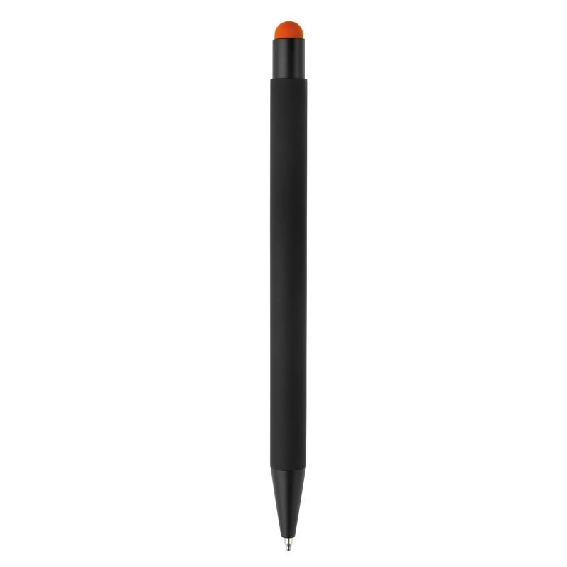 5x Touchpen Kugelschreiber mit Namensgravur - aus Metall - Stylusfarbe: orange