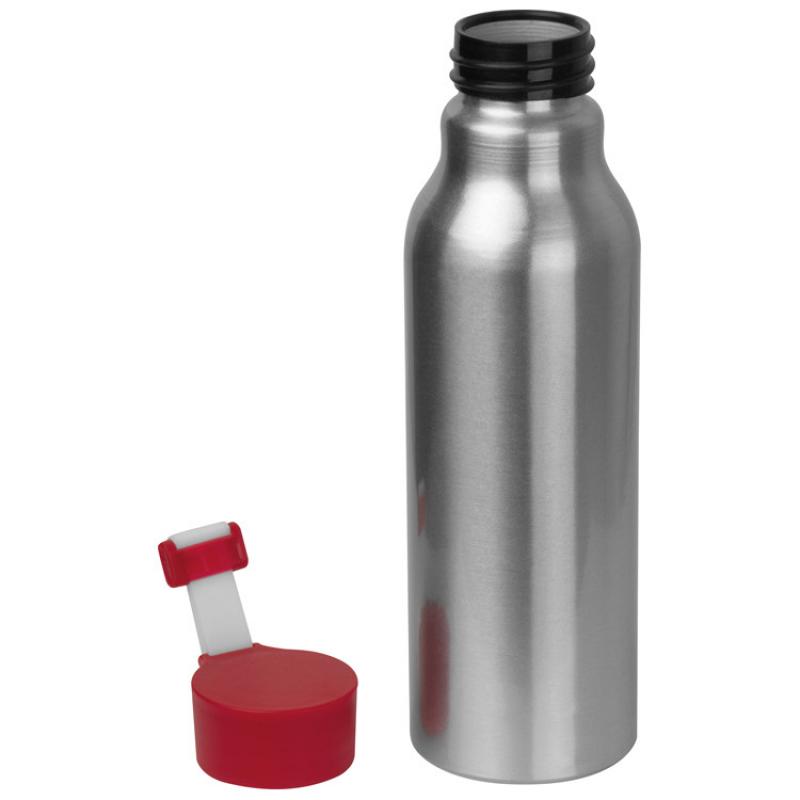 Alu Trinkflasche mit Gravur / Füllvermögen von 600 ml / mit roten Silikondeckel