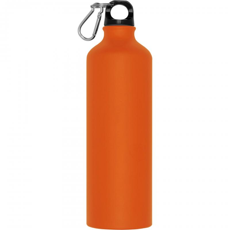 Aluminium Trinkflasche mit Gravur / mit Karabinerhaken / 800ml / Farbe orange