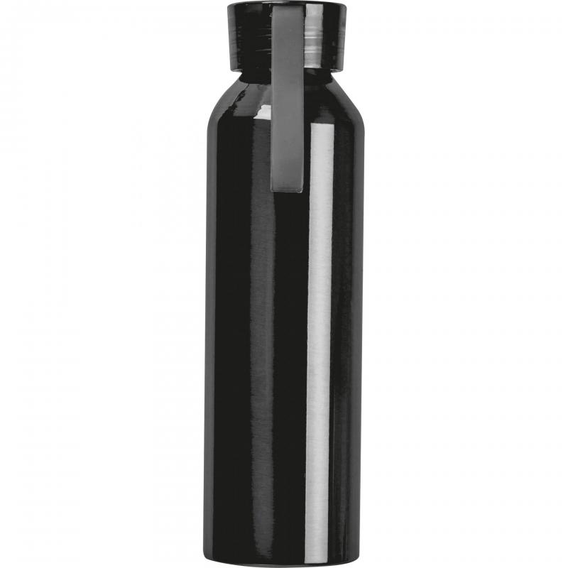 Aluminium Trinkflasche mit Gravur / mit Trageschlaufe / 600ml / Farbe: schwarz