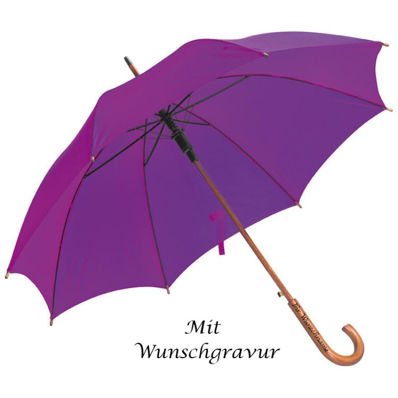 Automatik-Regenschirm mit Gravur / Farbe: lila