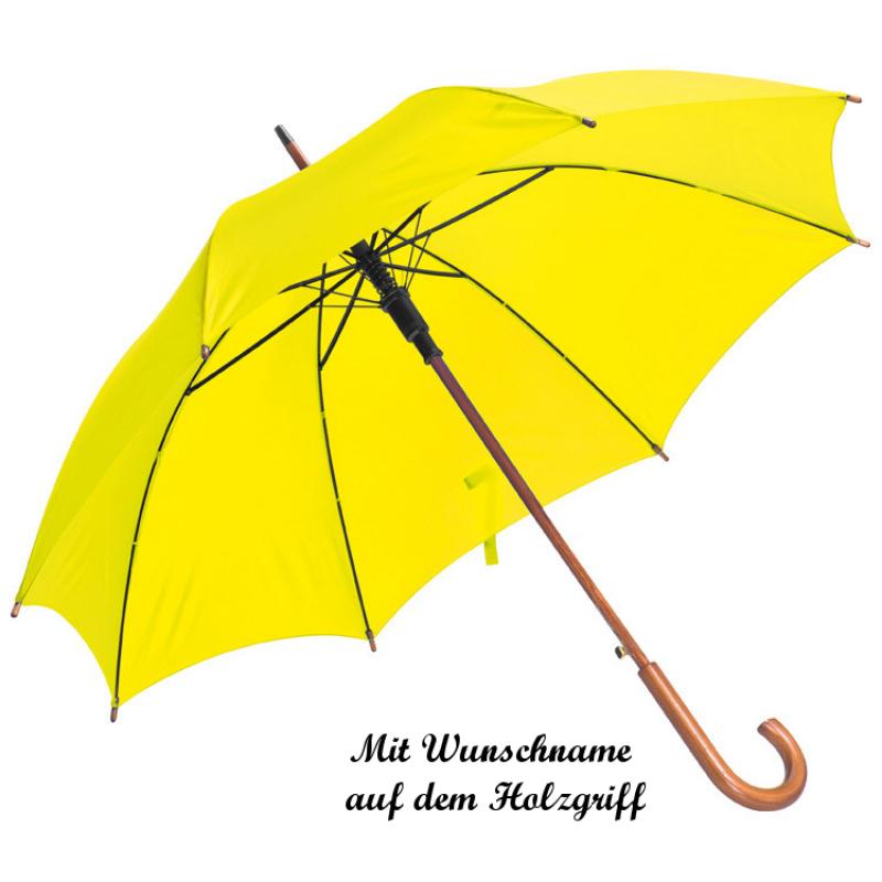 Automatik-Regenschirm mit Namensgravur - Farbe: gelb
