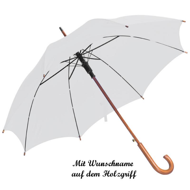 Automatik-Regenschirm mit Namensgravur - Farbe: weiß