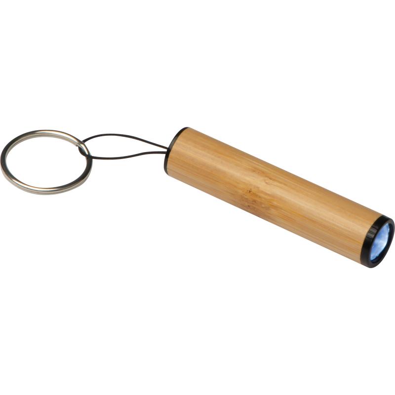 Bambus Taschenlampe mit Namensgravur - mit Schlüsselring