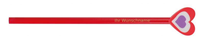 Bleistift mit Gravur / HB / mit Motiv Radierer "Herz"