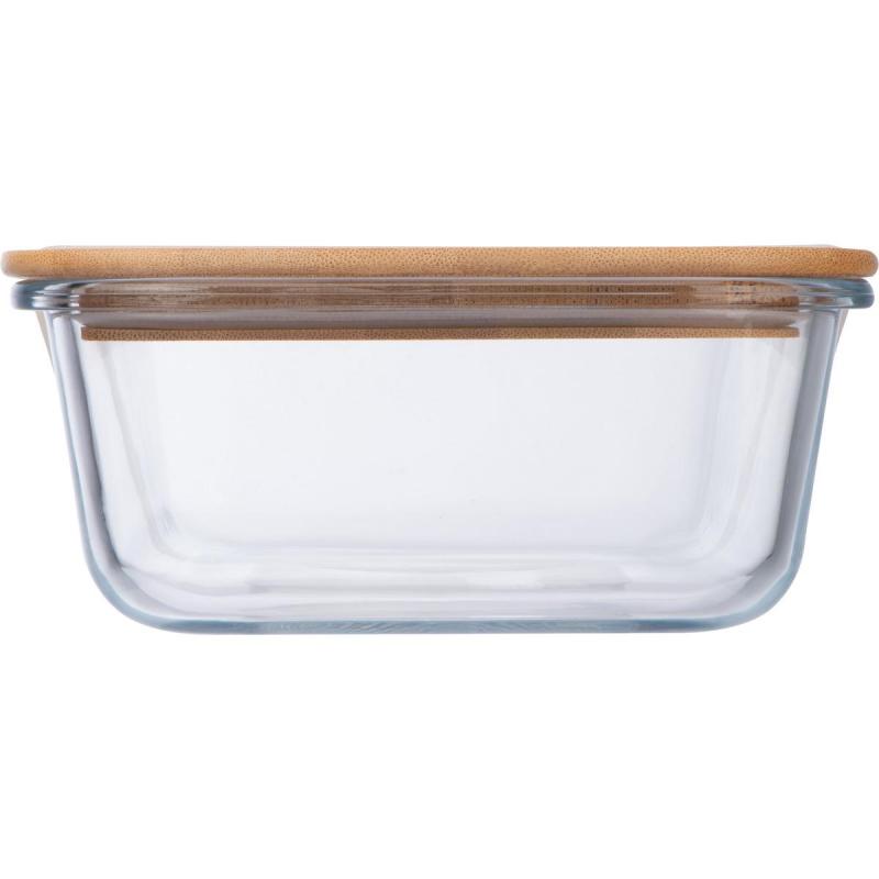 Brotdose mit Gravur / Brotzeitbox aus Borosilikatglas mit Bambusdeckel