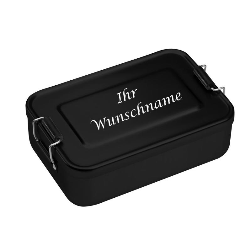 Brotzeitdose aus Aluminium mit Gravur / Lunchbox / Brotdose / Farbe: schwarz