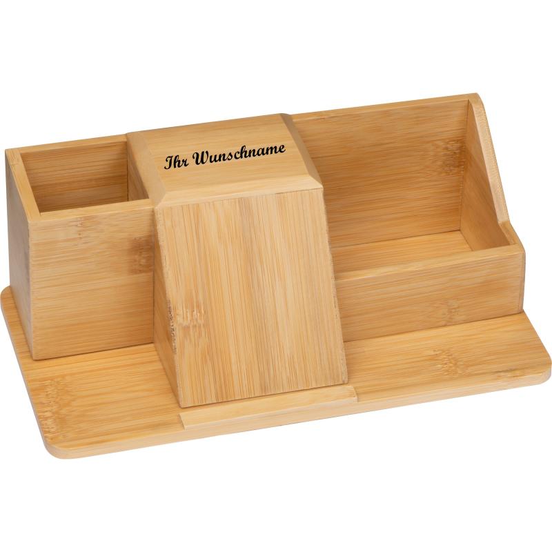 Deskorganizer mit Namensgravur mit Induktionsladestation - Schreibtischorganizer