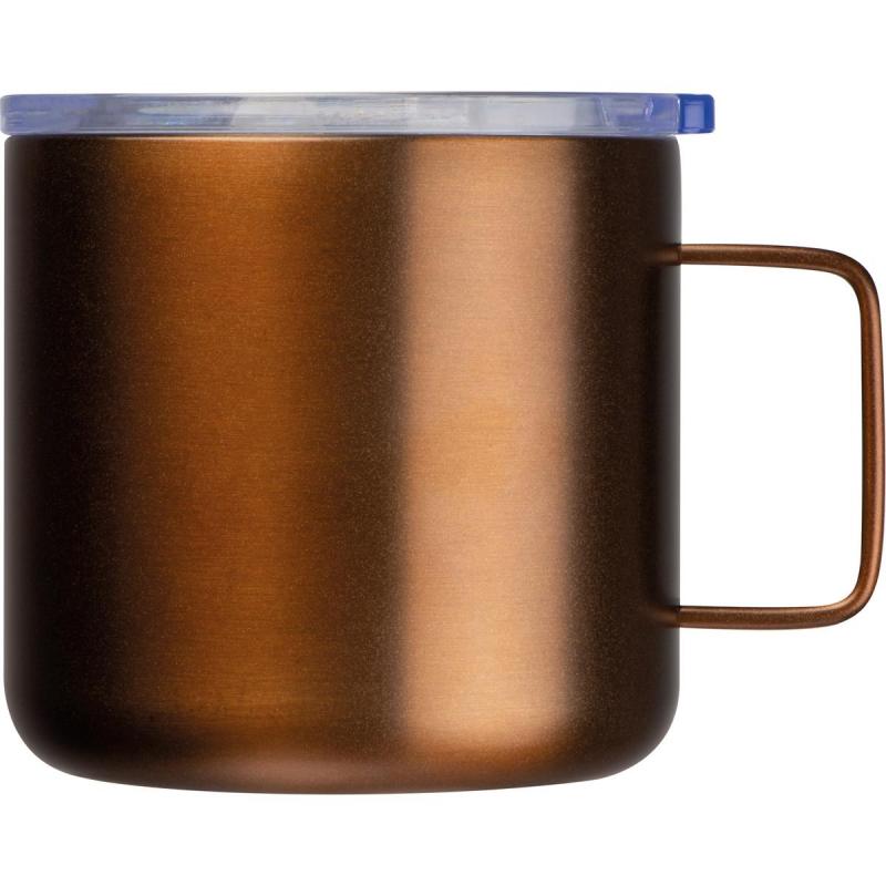 Doppelwandige Edelstahltasse mit Gravur / transparentem Deckel / Farbe: roségold