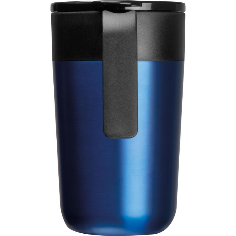 Doppelwandiger Trinkbecher aus Edelstahl mit Gravur / 400ml / Farbe: blau