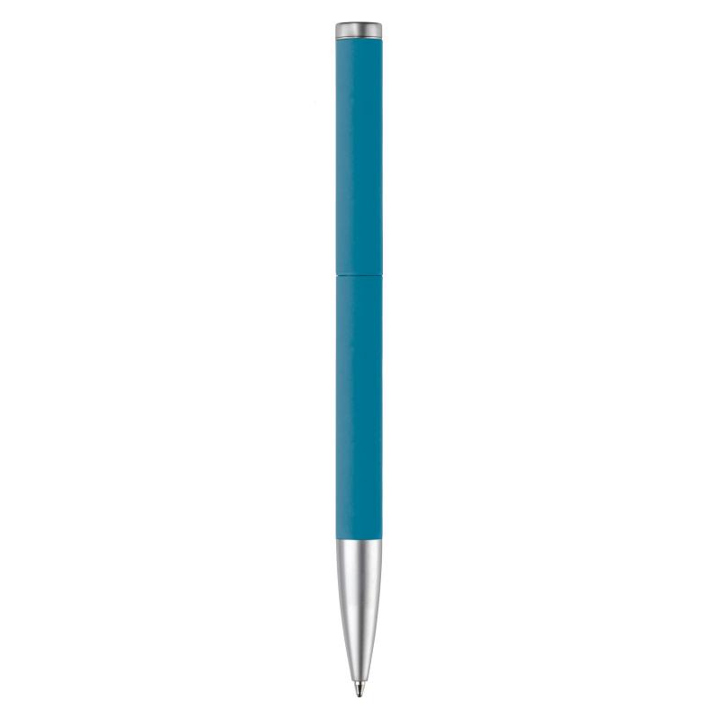 Dreh-Kugelschreiber mit Gravur / aus Metall / mit Soft Touch / Farbe: blau