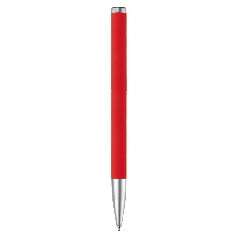 Dreh-Kugelschreiber mit Gravur / aus Metall / mit Soft Touch / Farbe: rot