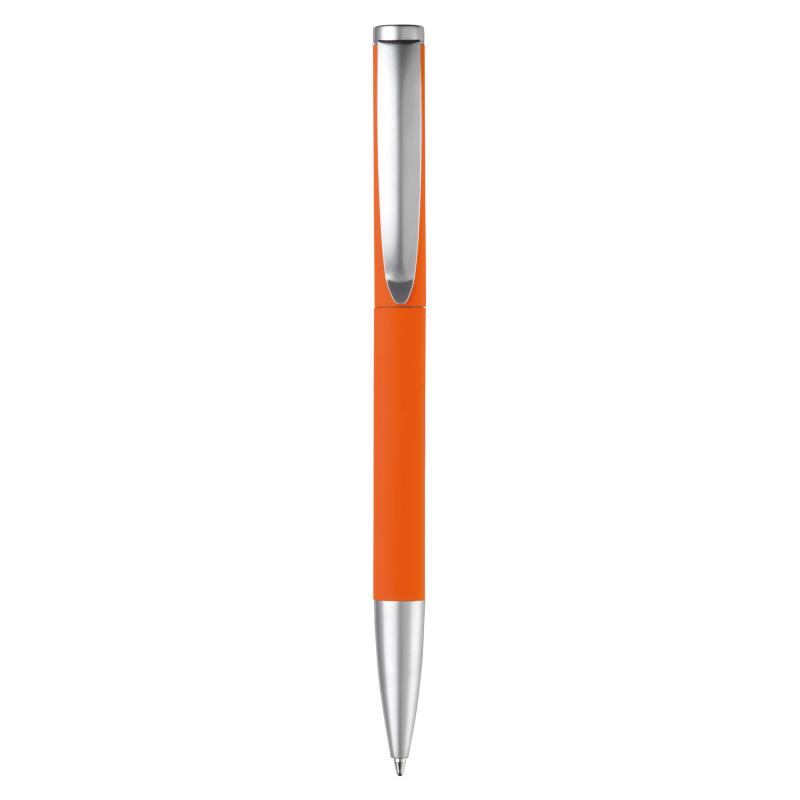 Dreh-Kugelschreiber mit Namensgravur - aus Metall - mit Soft Touch - orange