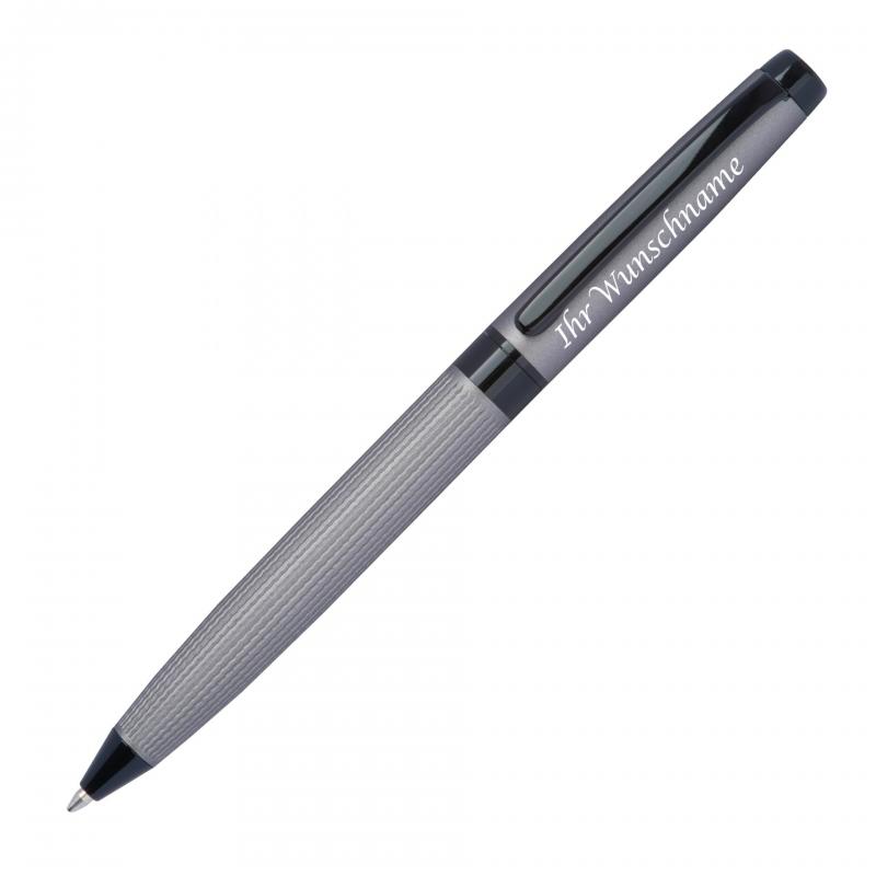 Drehkugelschreiber "CrisMa" aus Edelstahl mit Gravur / Farbe: matt-grau