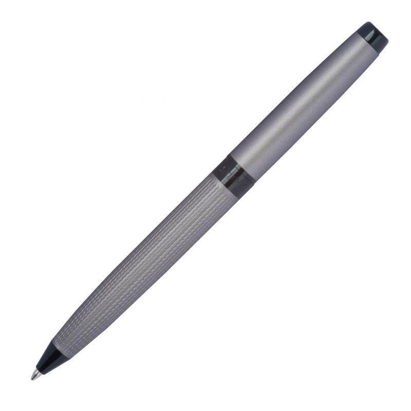 Drehkugelschreiber "CrisMa" aus Edelstahl mit Gravur / Farbe: matt-grau