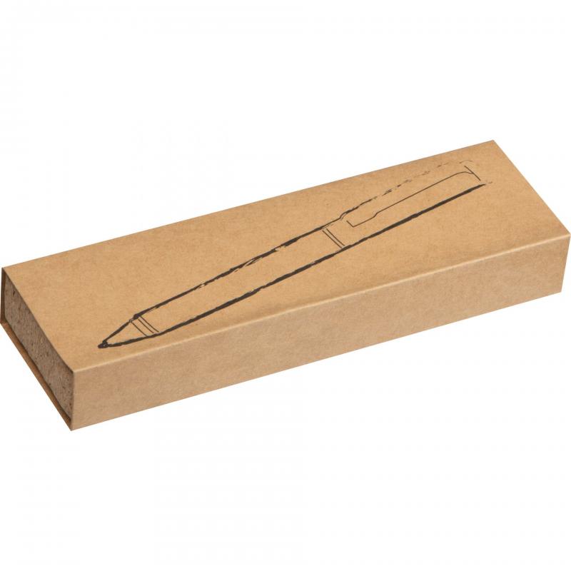 Drehkugelschreiber mit Gravur / aus Metall mit Korkummantelung und Kork-Etui