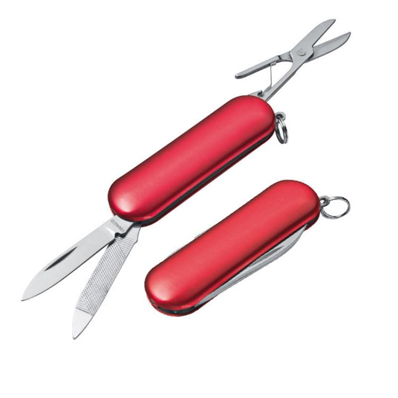 Edles 5-teiliges Aluminium Taschenmesser mit Gravur / Farbe: rot