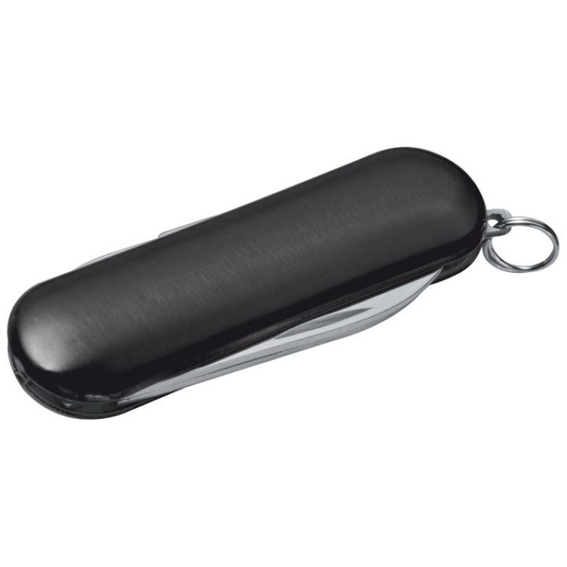 Edles 5-teiliges Aluminium Taschenmesser mit Namensgravur - Farbe: schwarz