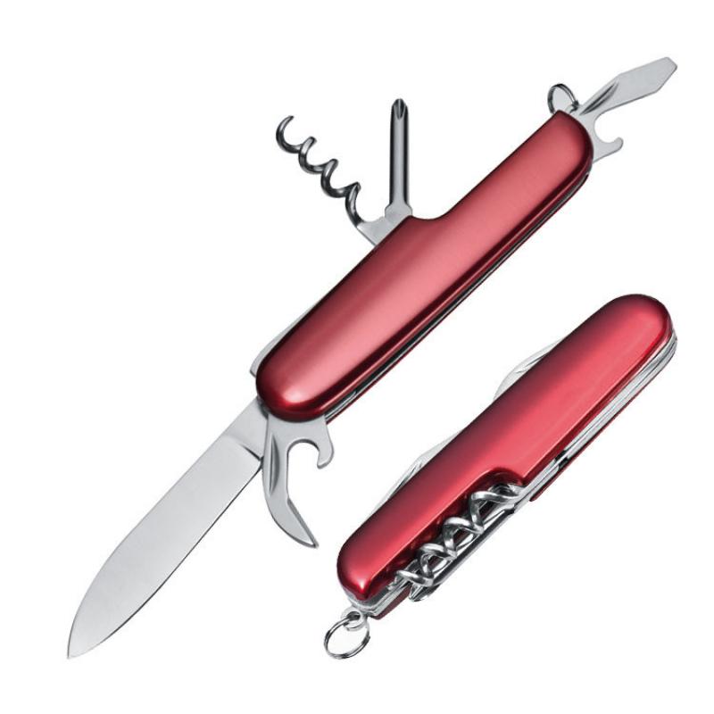 Edles 7-teiliges Aluminium Taschenmesser mit Gravur / Farbe: rot