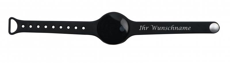 Fitness Armband mit Gravur / aus Silikon / Farbe: schwarz
