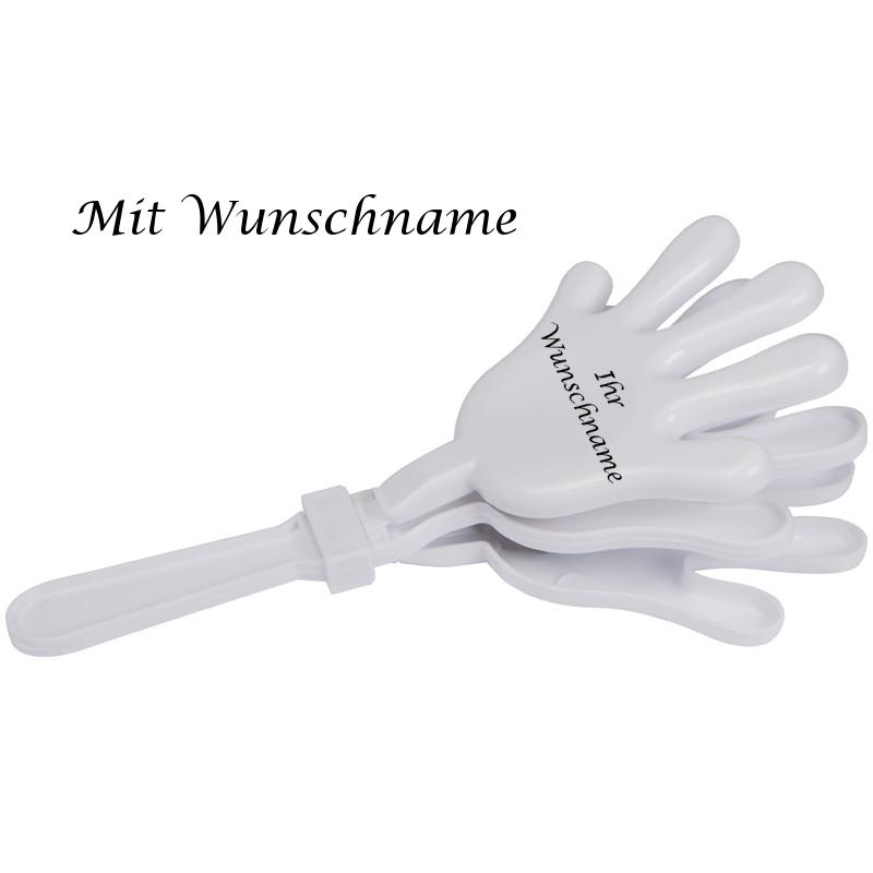 Hand-Clapper mit Gravur / Klatschhand / Klapperhand