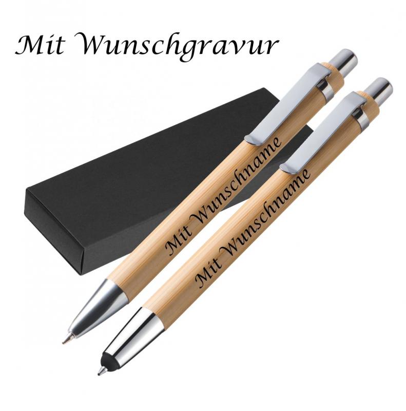 Touchpenkugelschreiber Holz Schreib-Set aus Bambus Bleistift 