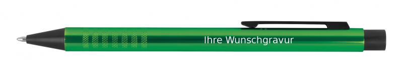 Kugelschreiber aus Metall mit Gravur / Farbe: grün