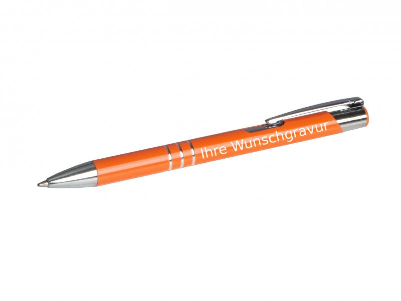Kugelschreiber aus Metall mit Gravur / Farbe: orange (matt)