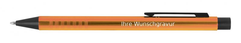 Kugelschreiber aus Metall mit Gravur / Farbe: orange