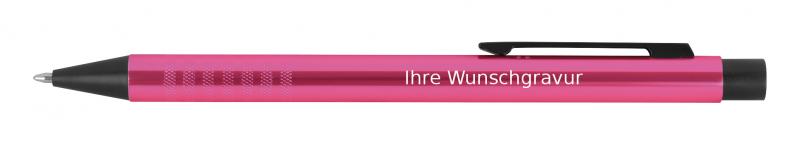 Kugelschreiber aus Metall mit Gravur / Farbe: pink