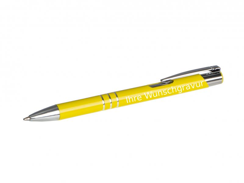 Kugelschreiber aus Metall mit Gravur / Farbe: sonnengelb